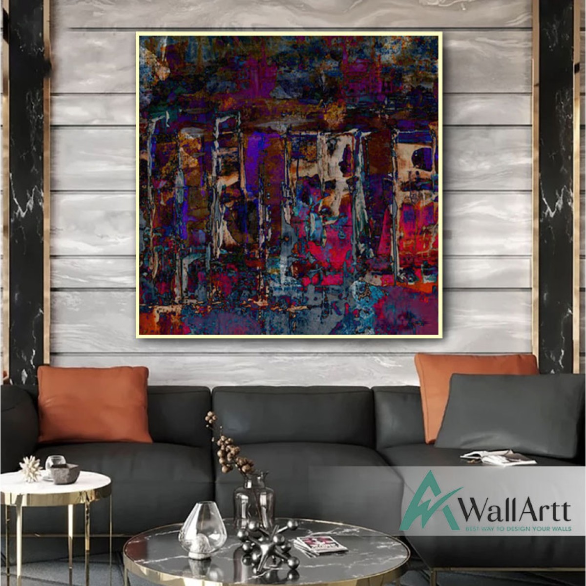 Abstract Phosphorous Textured Partial Oil Painting