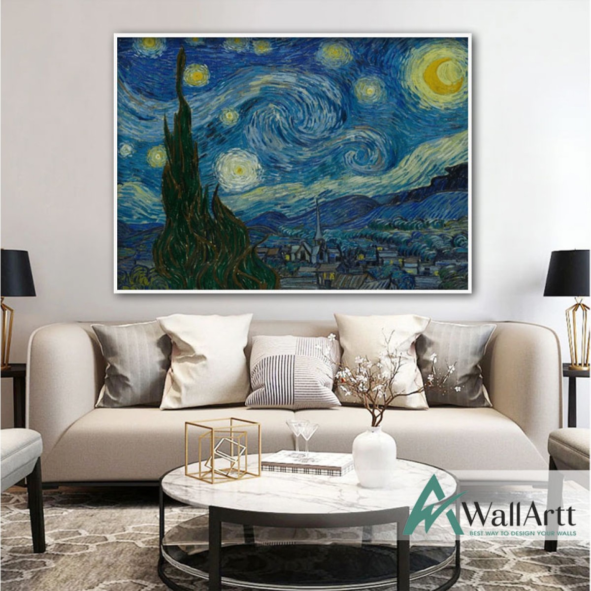 Starry Night by Van Gogh Textured Partial Oil Painting