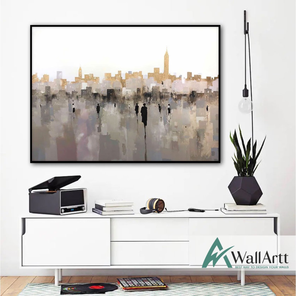 Abstract City n Life Textured Partial Oil Painting