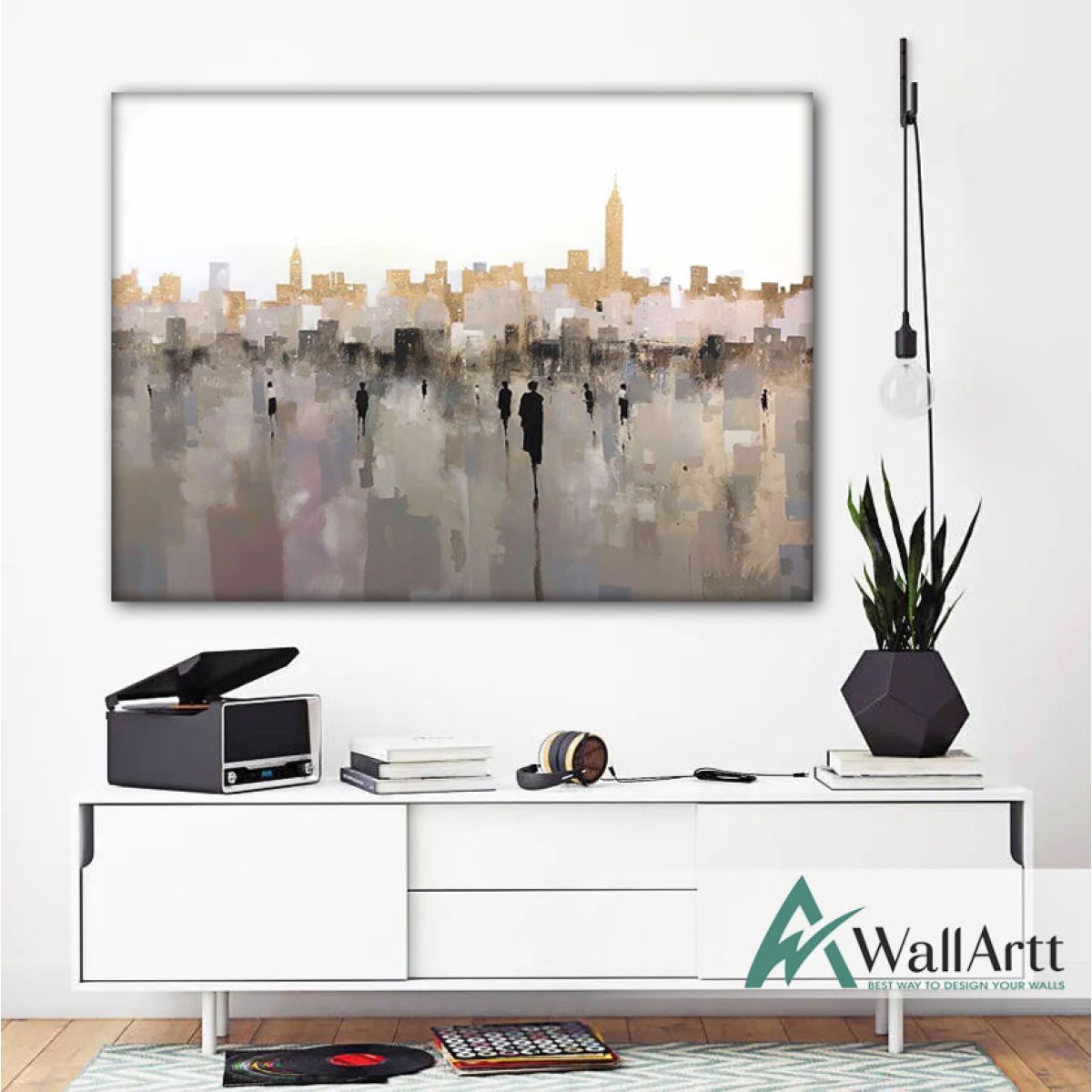 Abstract City n Life Textured Partial Oil Painting