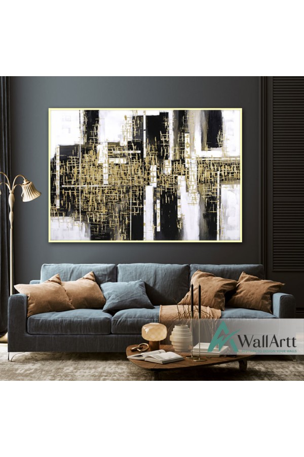 Black Bars Textured Partial Oil Painting