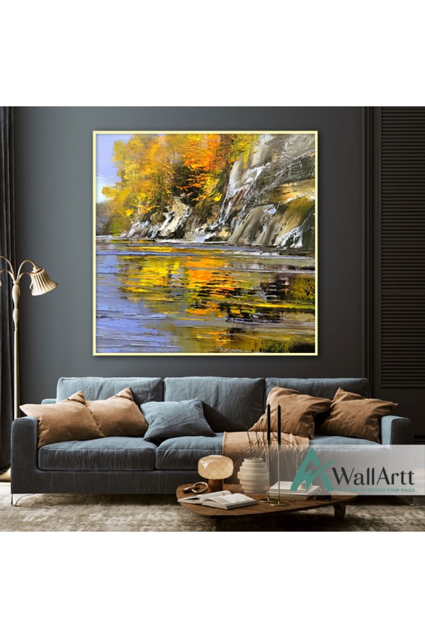 Cliff and the Sea Textured Partial Oil Painting