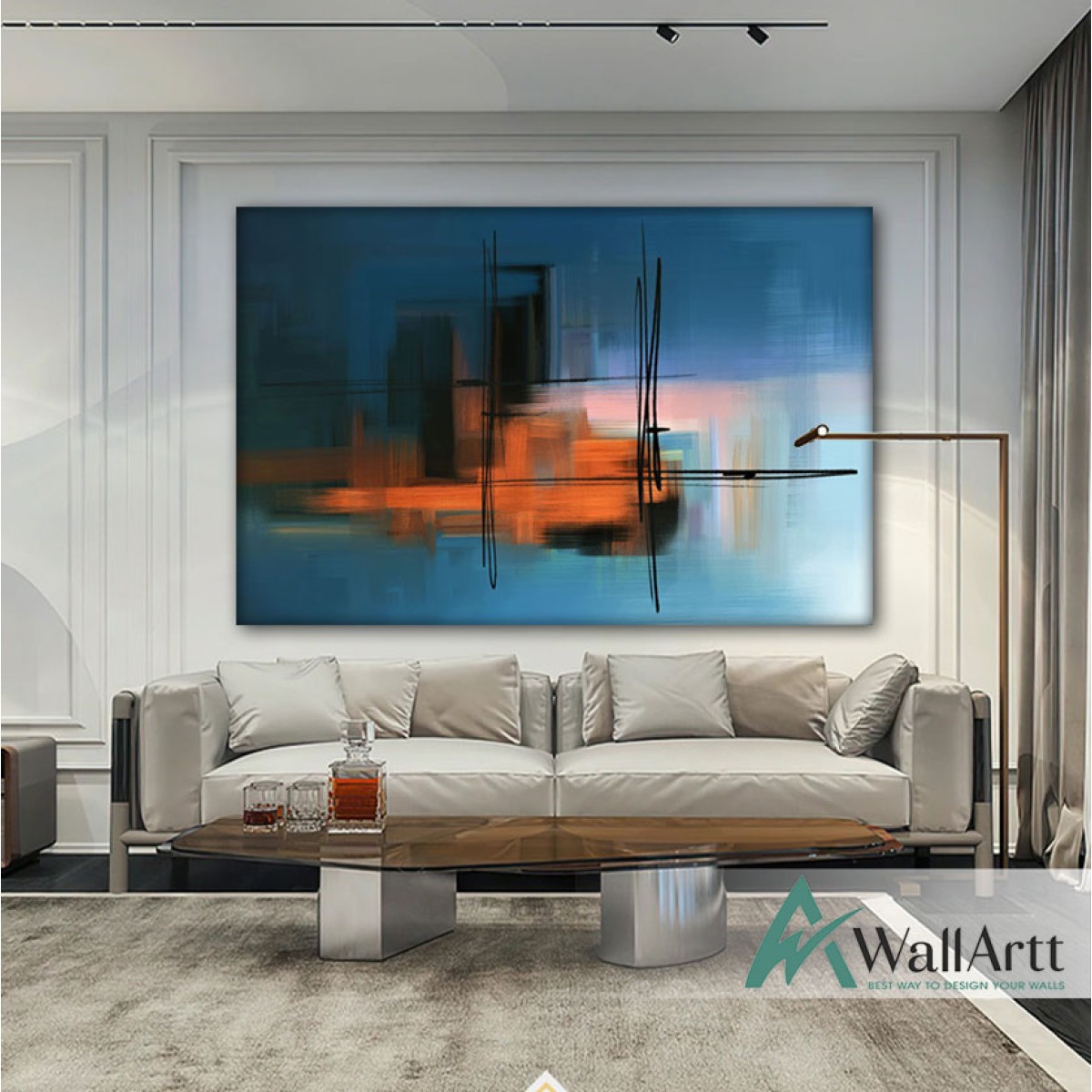 Orange Abstact Textured Partial Oil Painting