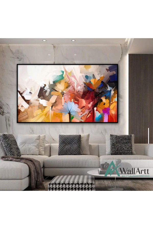 Pastel Flowers Textured Partial Oil Painting