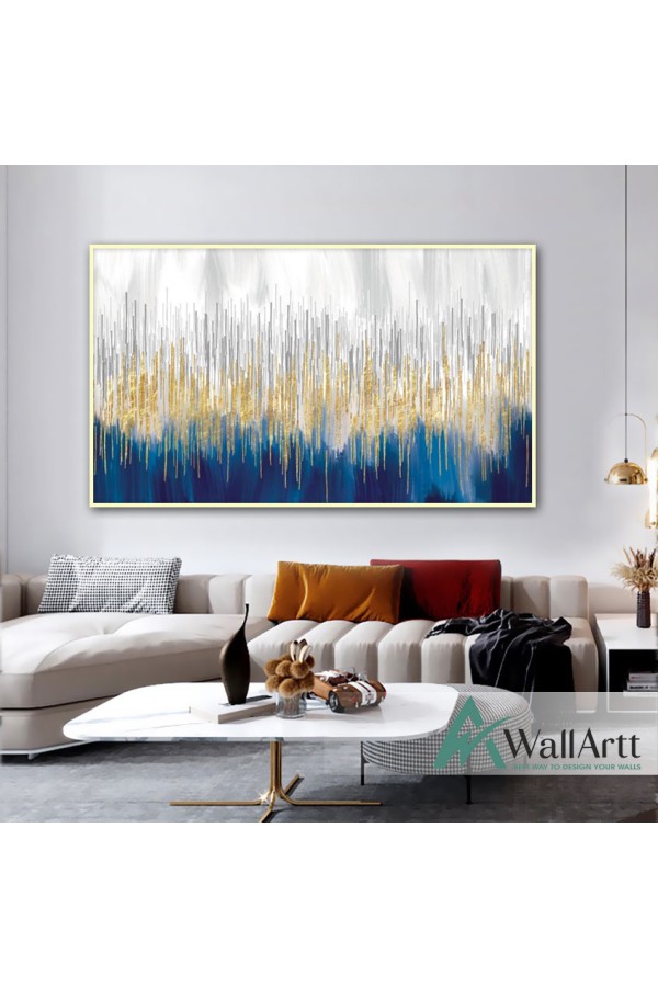 Gold lines Abstract Textured Partial Oil Painting