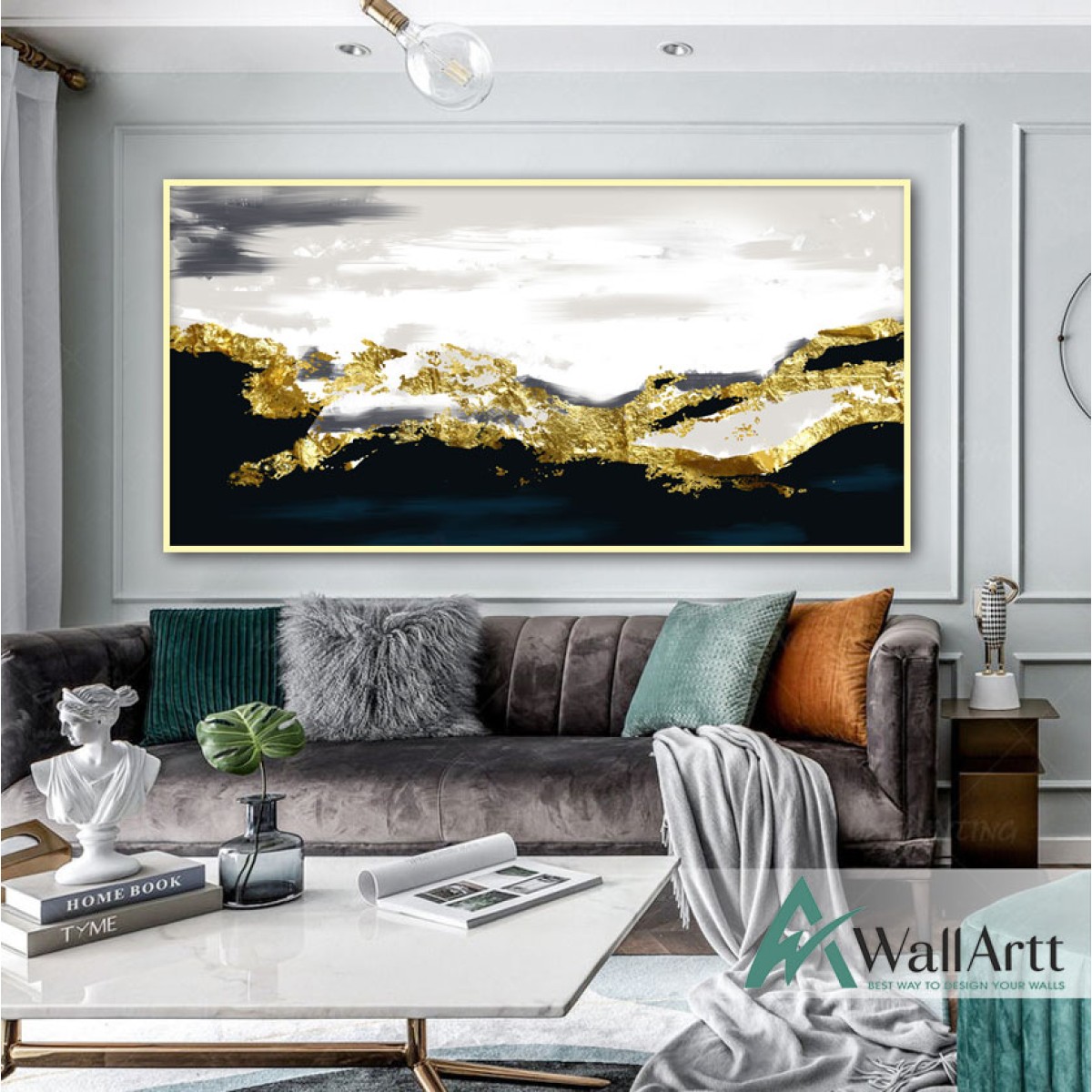 Gold Mountain Abstact Textured Partial Oil Painting