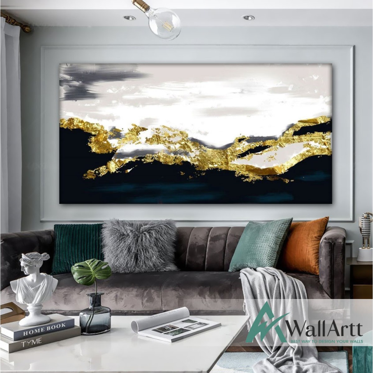 Gold Mountain Abstact Textured Partial Oil Painting