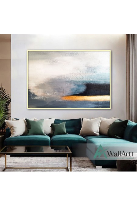 Beauty of Gold n Navy Textured Partial Oil Painting