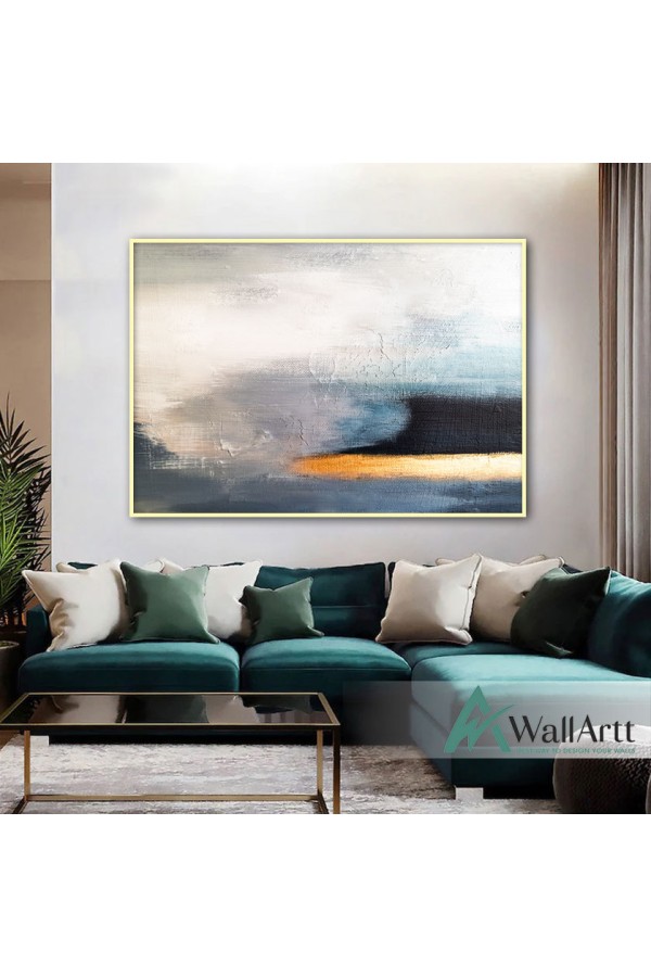 Beauty of Gold n Navy Textured Partial Oil Painting