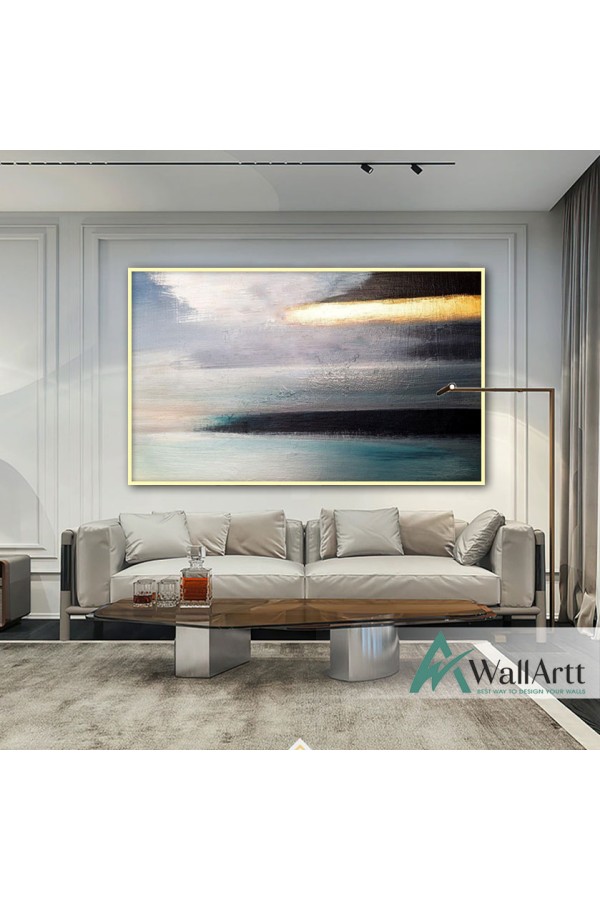 Beauty of Gold n Navy III Textured Partial Oil Painting