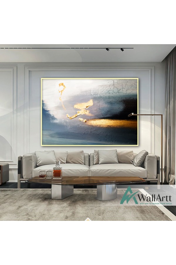 Beauty of Gold n Navy II Textured Partial Oil Painting