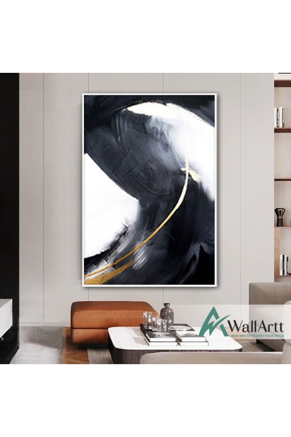 Gold Black n White II Textured Partial Oil Painting