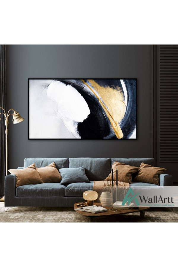 Gold Black n White III Textured Partial Oil Painting