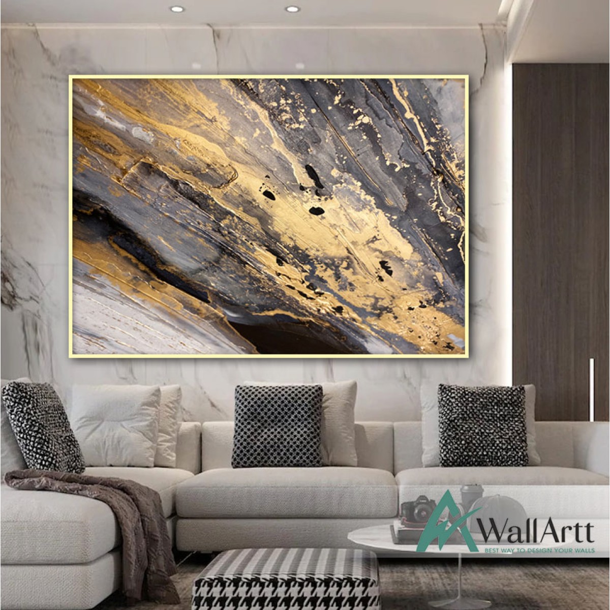 Gold Splash Textured Partial Oil Painting