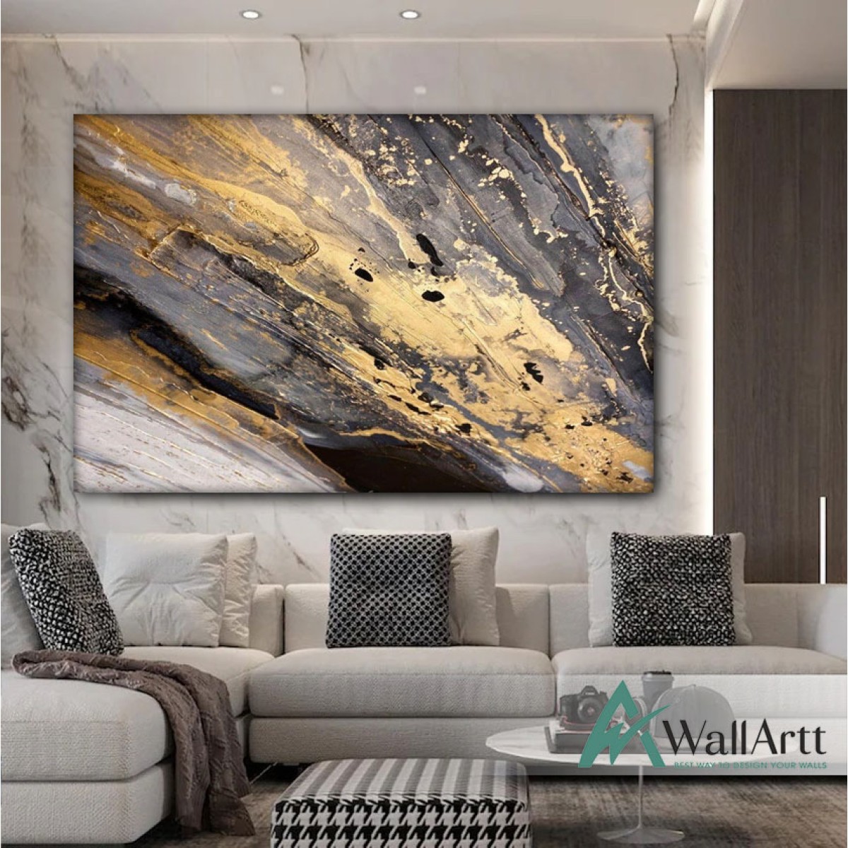 Gold Splash Textured Partial Oil Painting