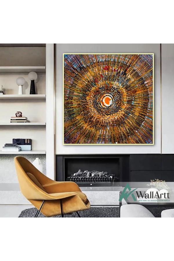 Abstract Sun Textured Partial Oil Painting