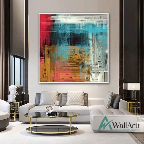 Abstract Dizzy Blue Textured Partial Oil Painting