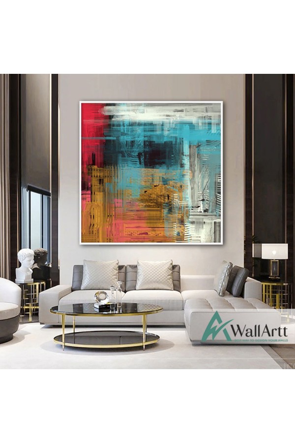 Abstract Dizzy Blue Textured Partial Oil Painting