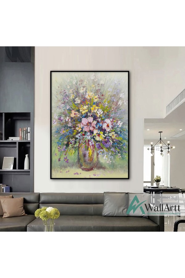 Flowers in Vaze Abstract Textured Partial Oil Painting