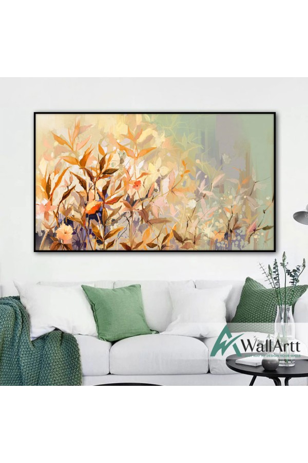 Orange Leaves Abstract Textured Partial Oil Painting