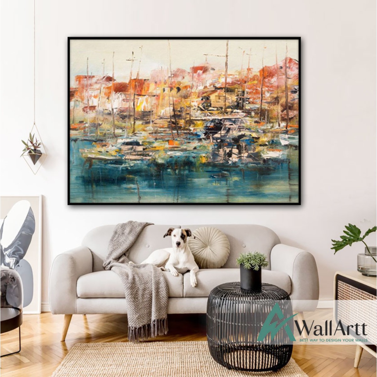 Abstract Sea Village Textured Partial Oil Painting
