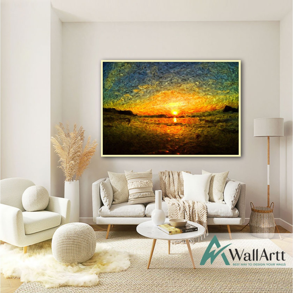 Sun Dawn Abstract Textured Partial Oil Painting