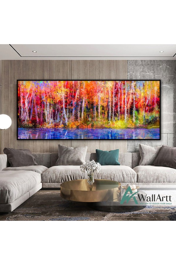 Colorful Forest Abstract Textured Partial Oil Painting
