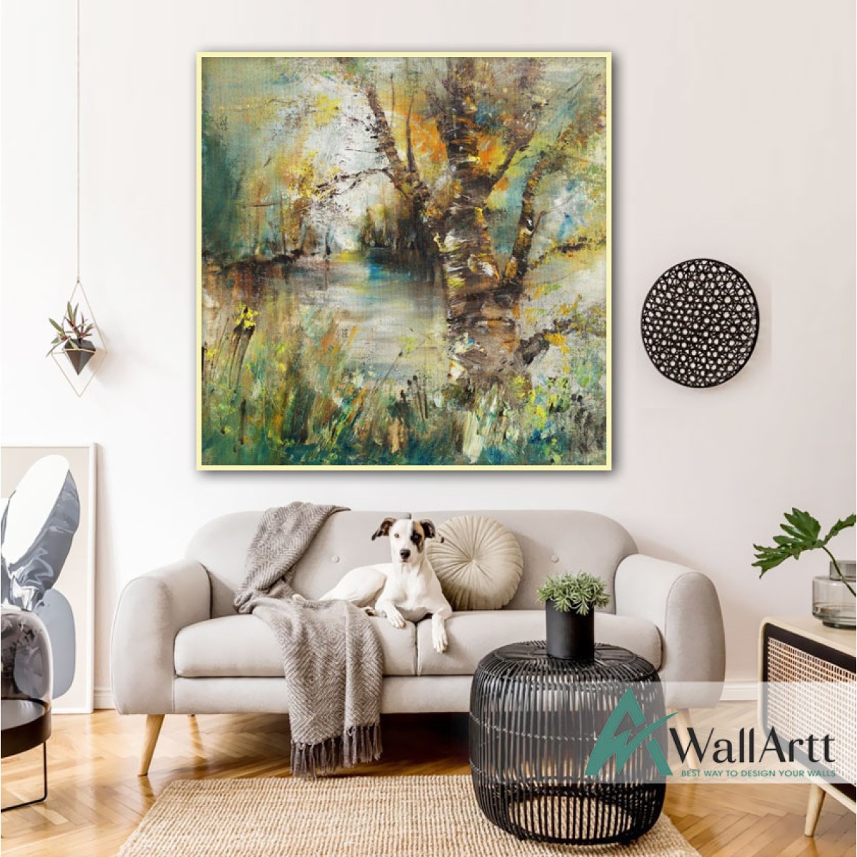 Abstract Forest Tree Textured Partial Oil Painting