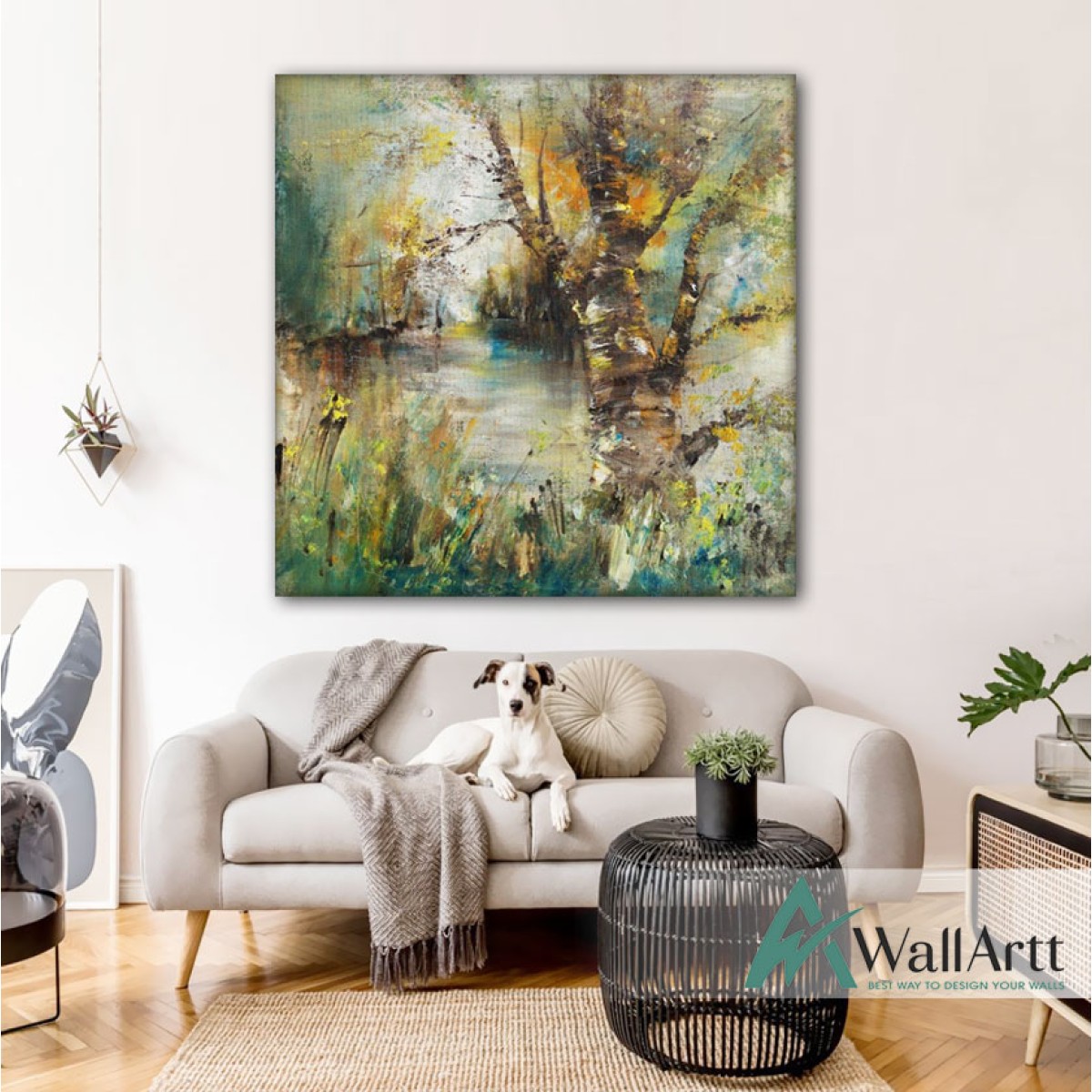 Abstract Forest Tree Textured Partial Oil Painting