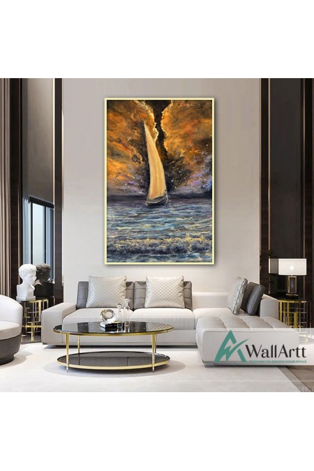 Abstract Sailor Under Storm Textured Partial Oil Painting