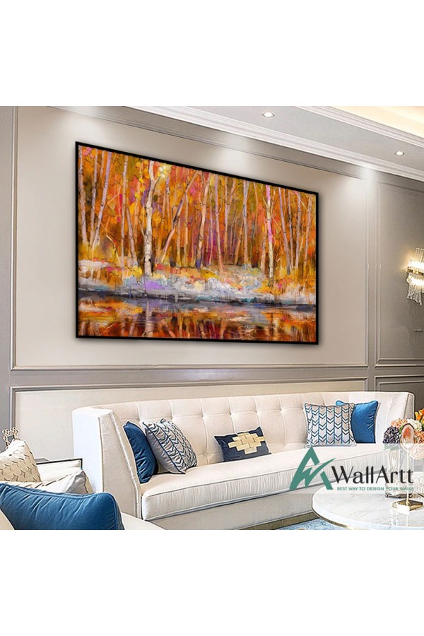 Forest River Abstract Textured Partial Oil Painting