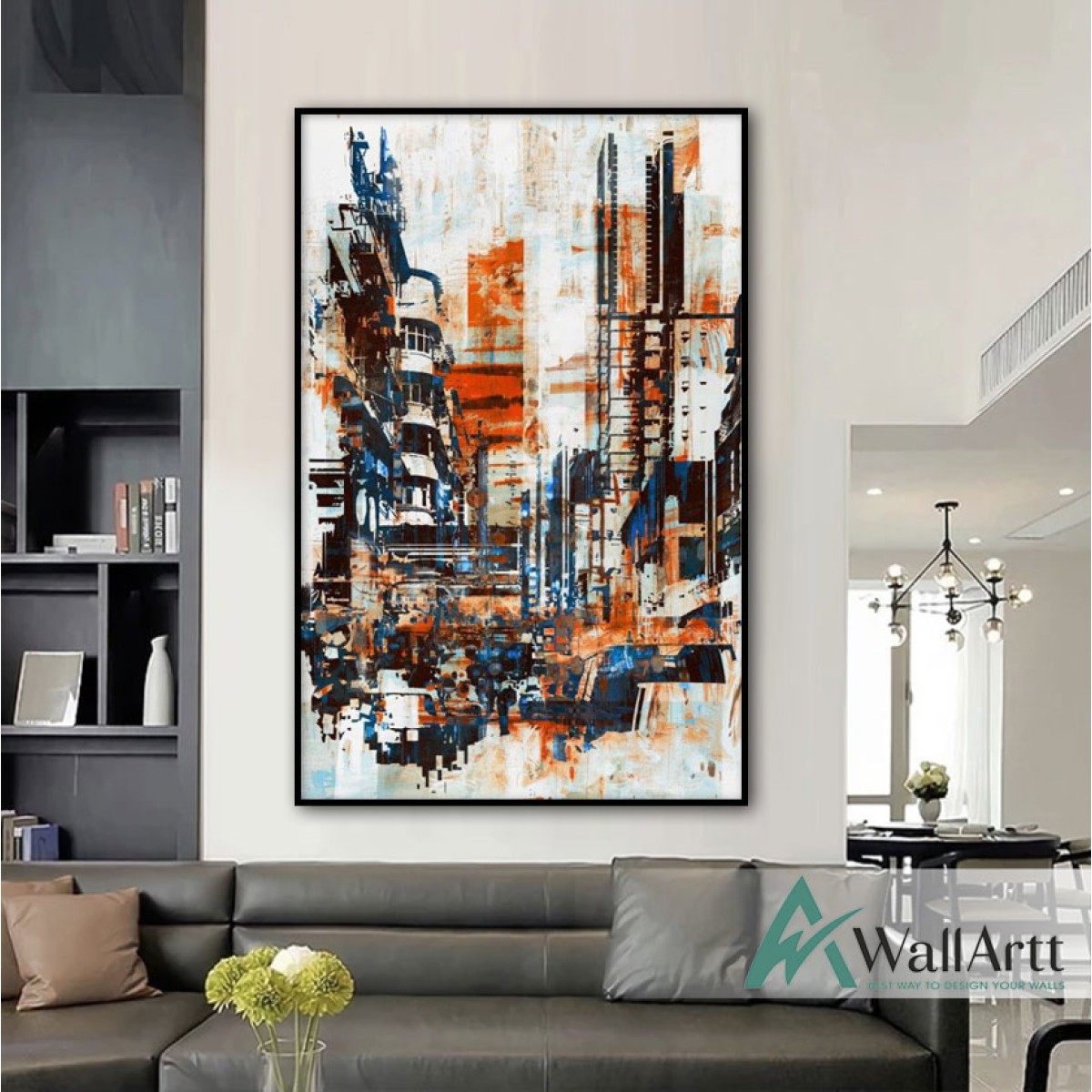 Orange City Abstract Textured Partial Oil Painting