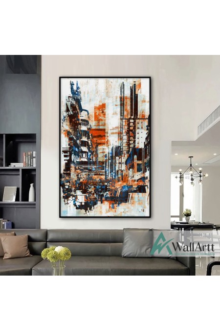 Orange City Abstract Textured Partial Oil Painting