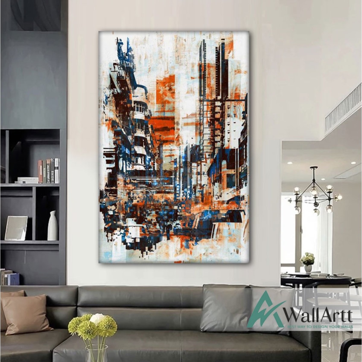 Orange City Abstract Textured Partial Oil Painting