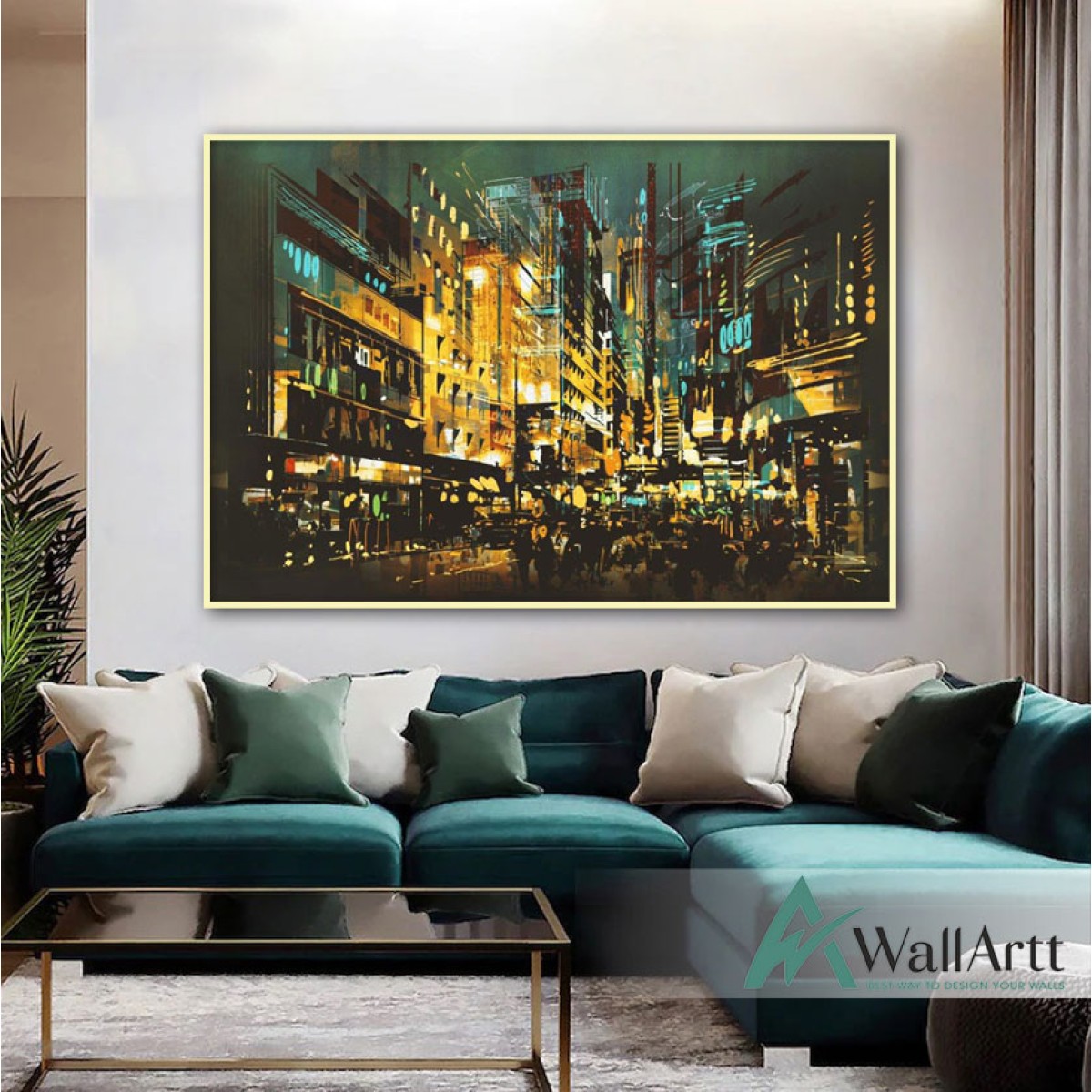 City Lights Abstract Textured Partial Oil Painting