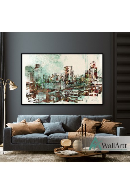 Metal City Abstract Textured Partial Oil Painting
