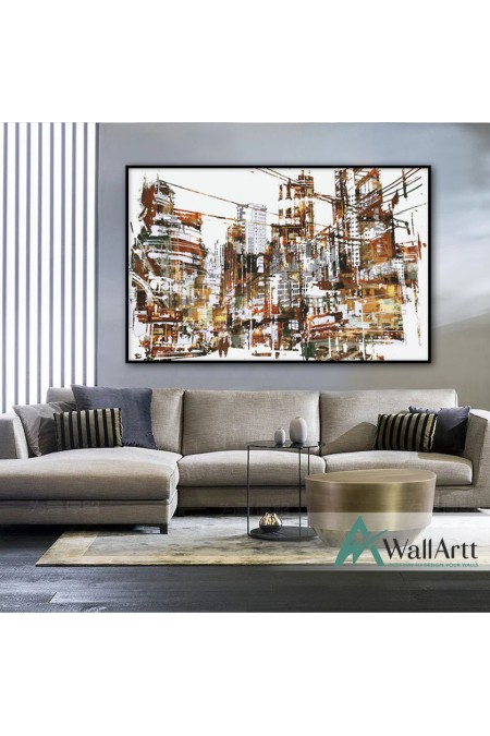 City Lines Abstract Textured Partial Oil Painting