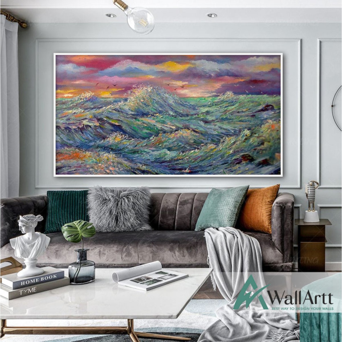Colorful Waves Abstract Textured Partial Oil Painting