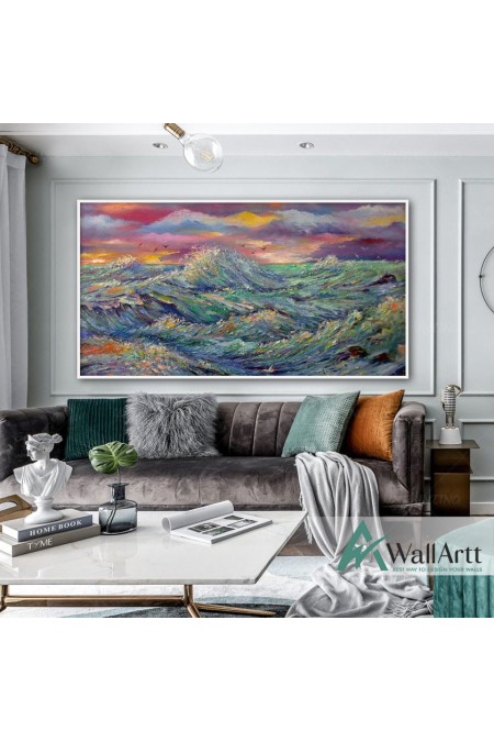 Colorful Waves Abstract Textured Partial Oil Painting