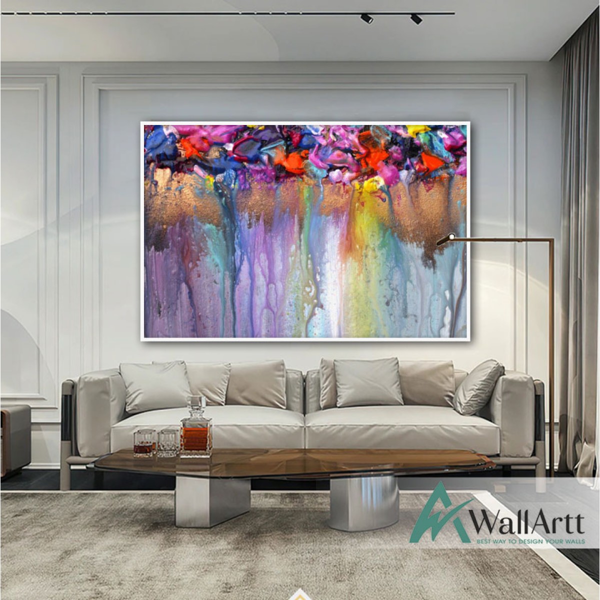 Abstract Colorful Flowers Textured Partial Oil Painting
