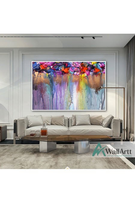 Abstract Colorful Flowers Textured Partial Oil Painting