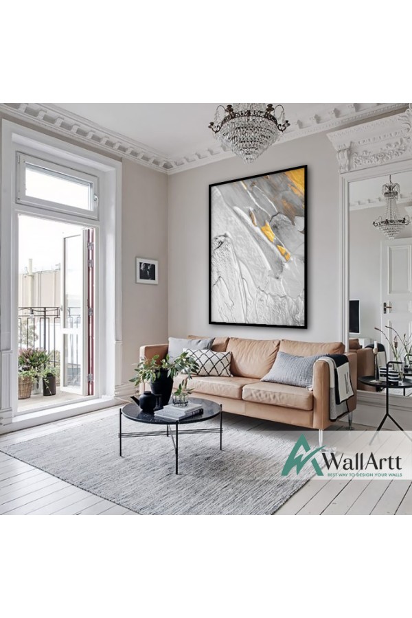 Abstract Gold White II Textured Partial Oil Painting