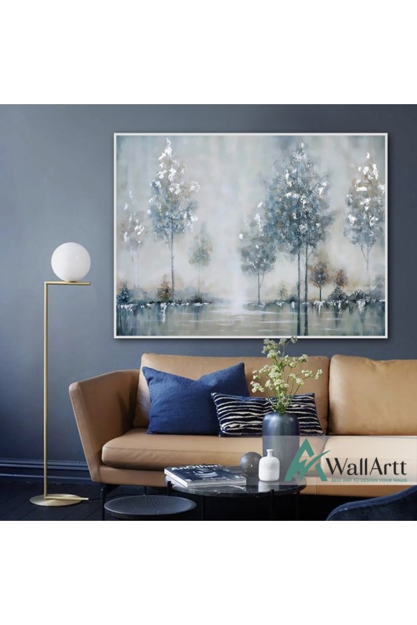 Blue Landspace Textured Partial Oil Painting