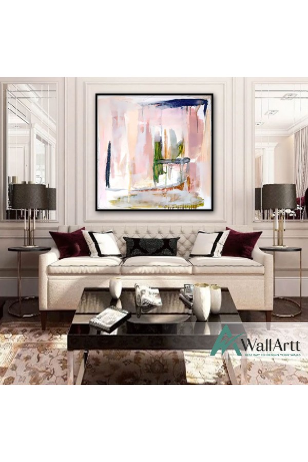 Abstract Pink Textured Partial Oil Painting