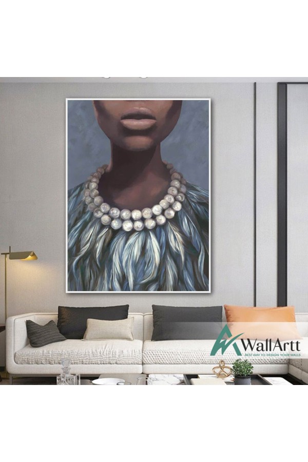 African Woman Textured Partial Oil Painting
