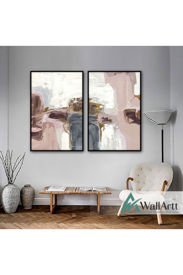 Pink Blush II-III 2 Piece Textured Partial Oil Painting
