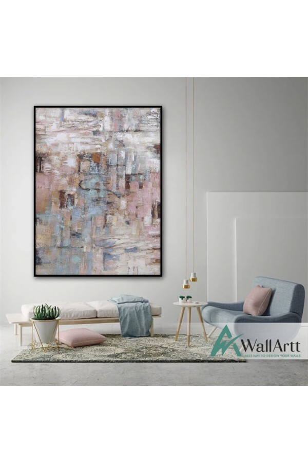 Pink Shades Textured Partial Oil Painting
