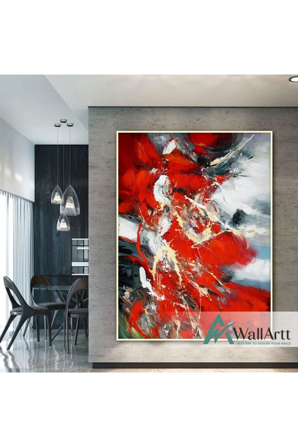 Red Splash Textured Partial Oil Painting