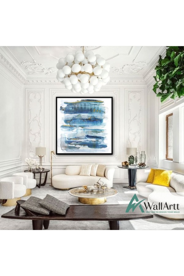 Shades Of Blue Textured Partial Oil Painting