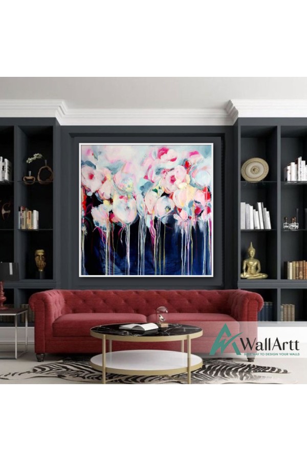 Colorful Flowers Abstract Textured Partial Oil Painting